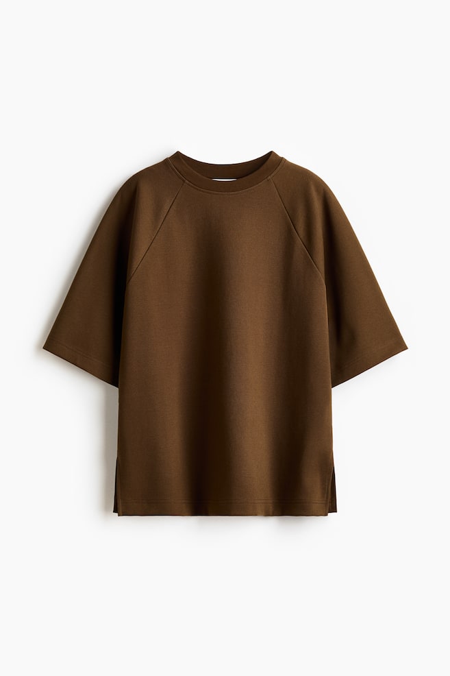 Oversized T-Shirt aus Interlock-Jersey - Dunkelbraun - 1