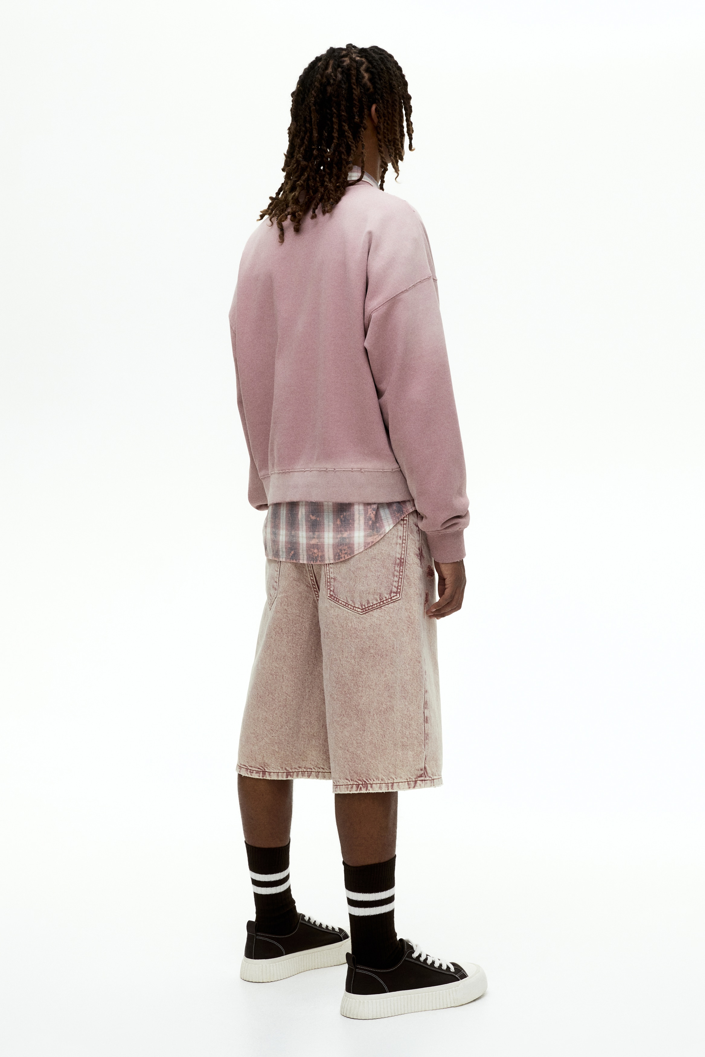 オーバーサイズフィット ウォッシュドスウェットシャツ - ピンク