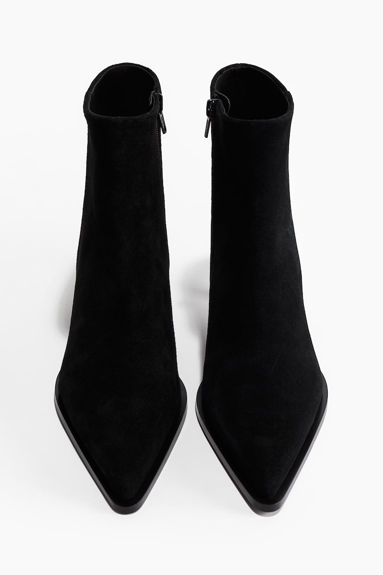 Pointed suede ankle boots Black Ladies H&M MY