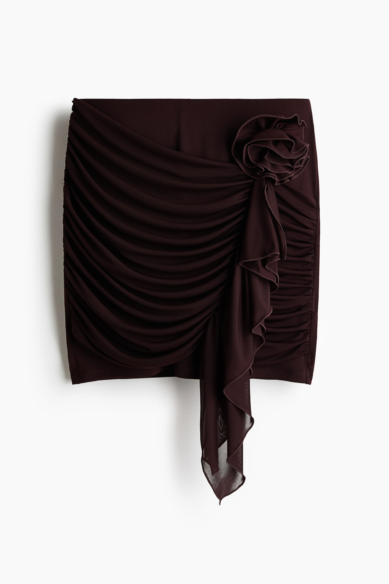 Женская юбка H&M Flower-Detail Mini, цвет: Тёмный коричневый — фото 1