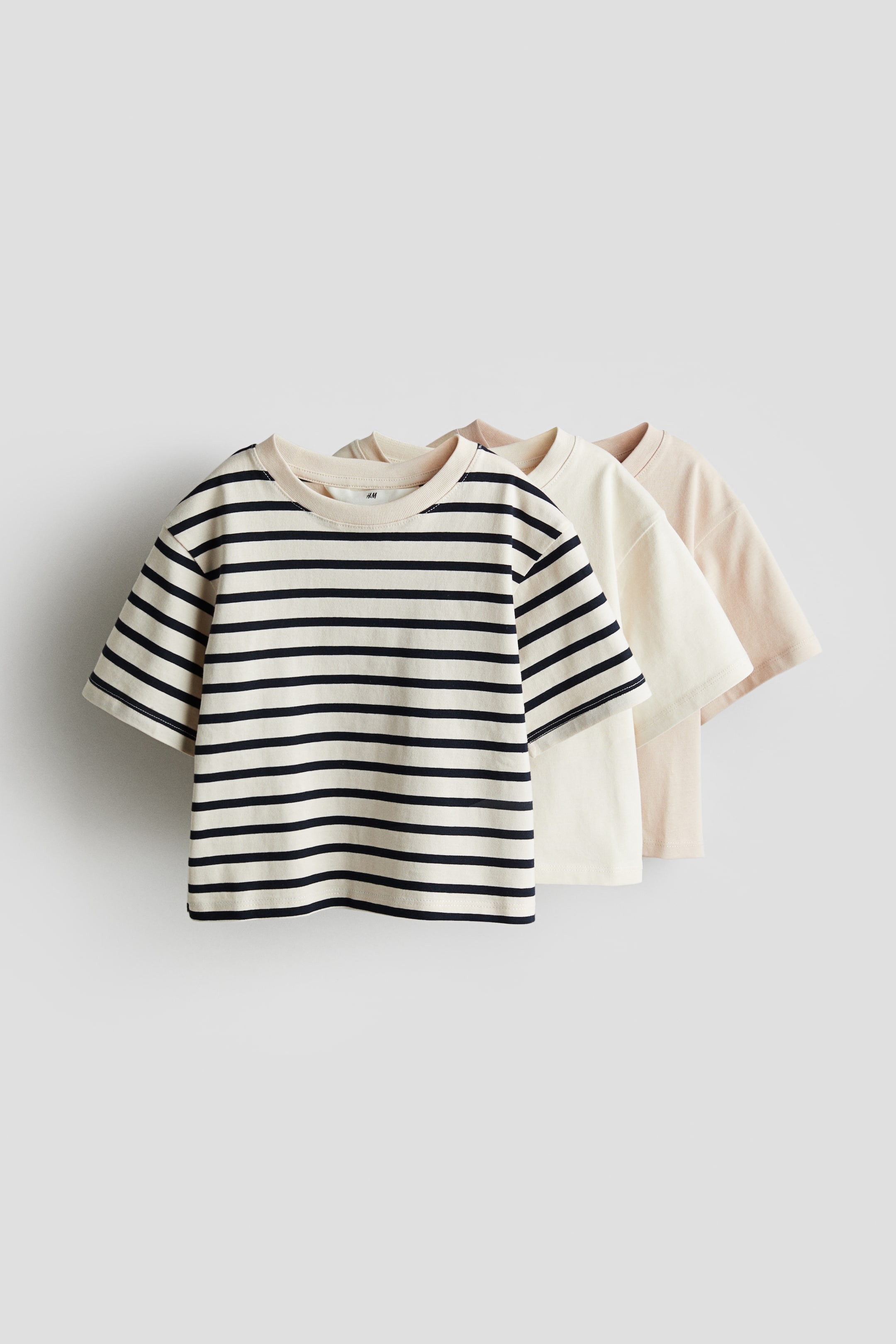 View larger image: 3-pack Cotton Tees - Cream/Stripe - Kids | H&M AU 1