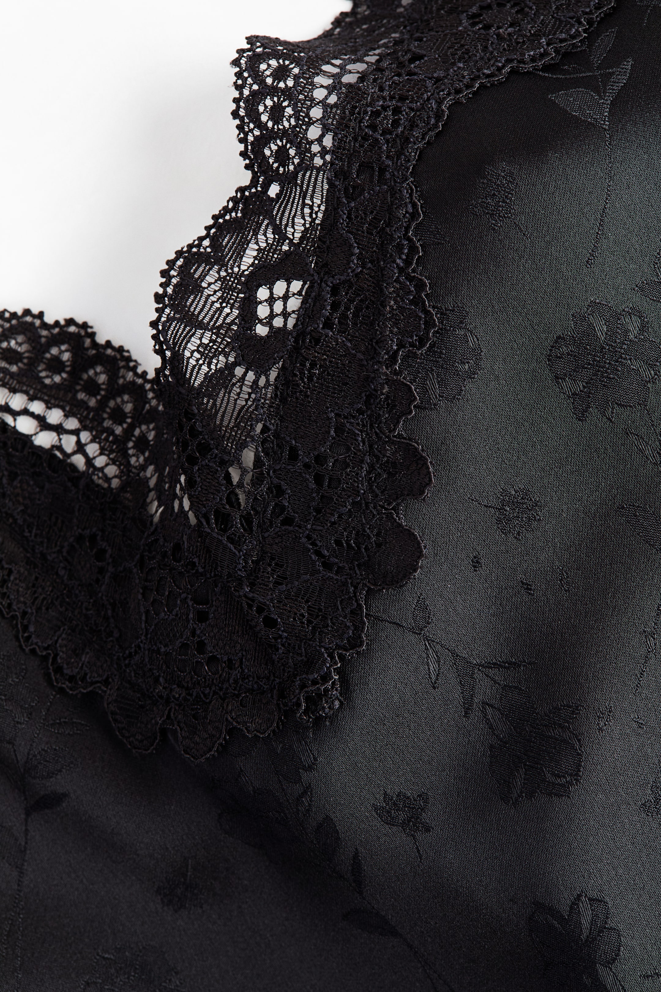 Lace-Trimmed Satin Pajamas