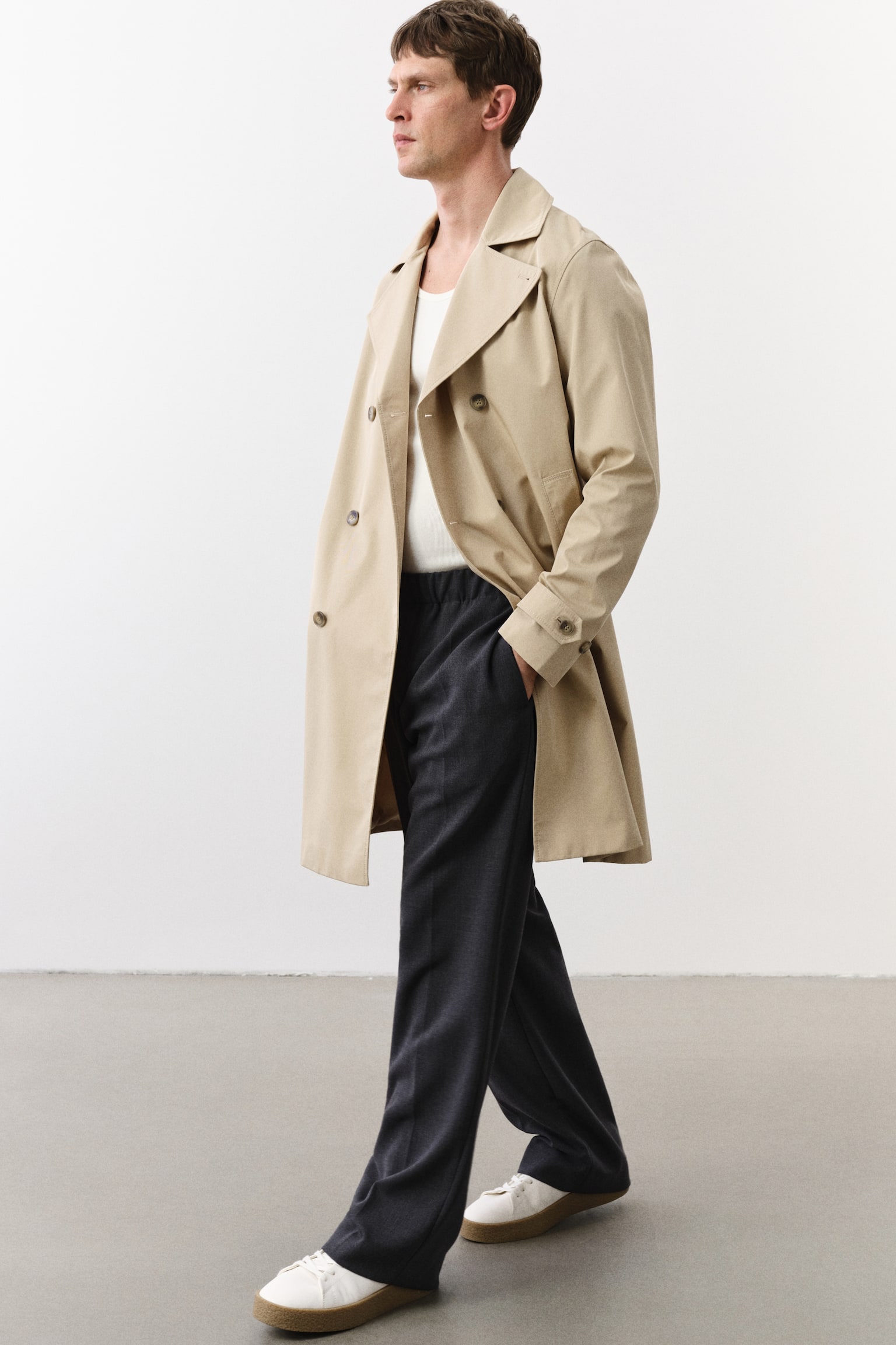 Regular Fit Trench coat - Beige/Black - 5