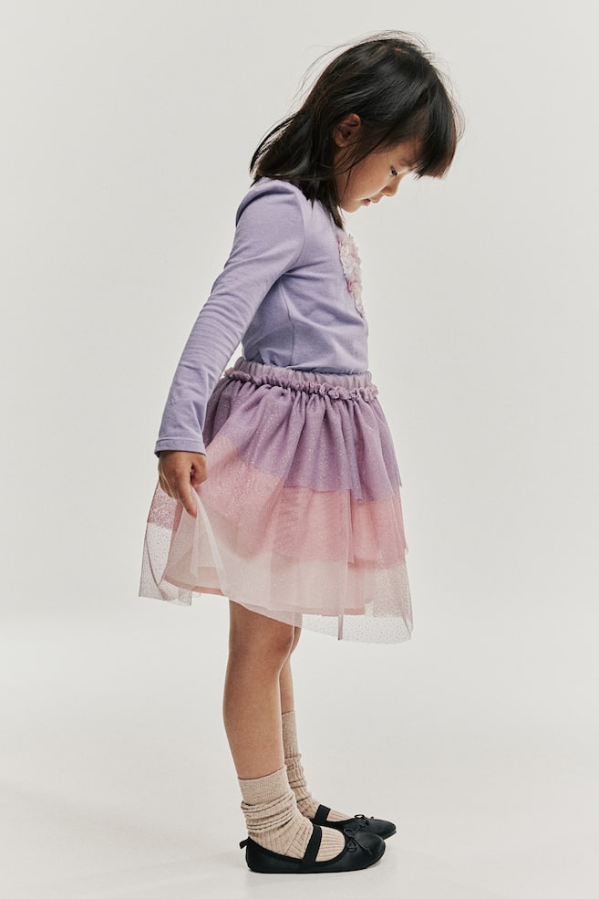 2-piece top and skirt set - Purple/Heart/White/Rainbow/Light pink/Butterflies - 4