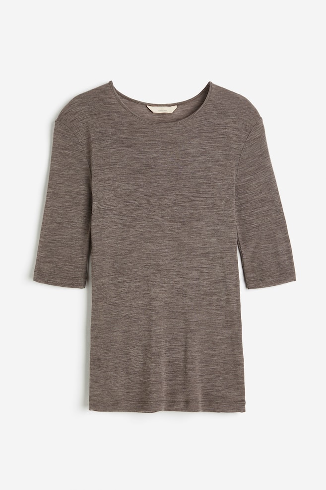 Wool T-shirt - Dark mole/Dark grey marl/Black - 2