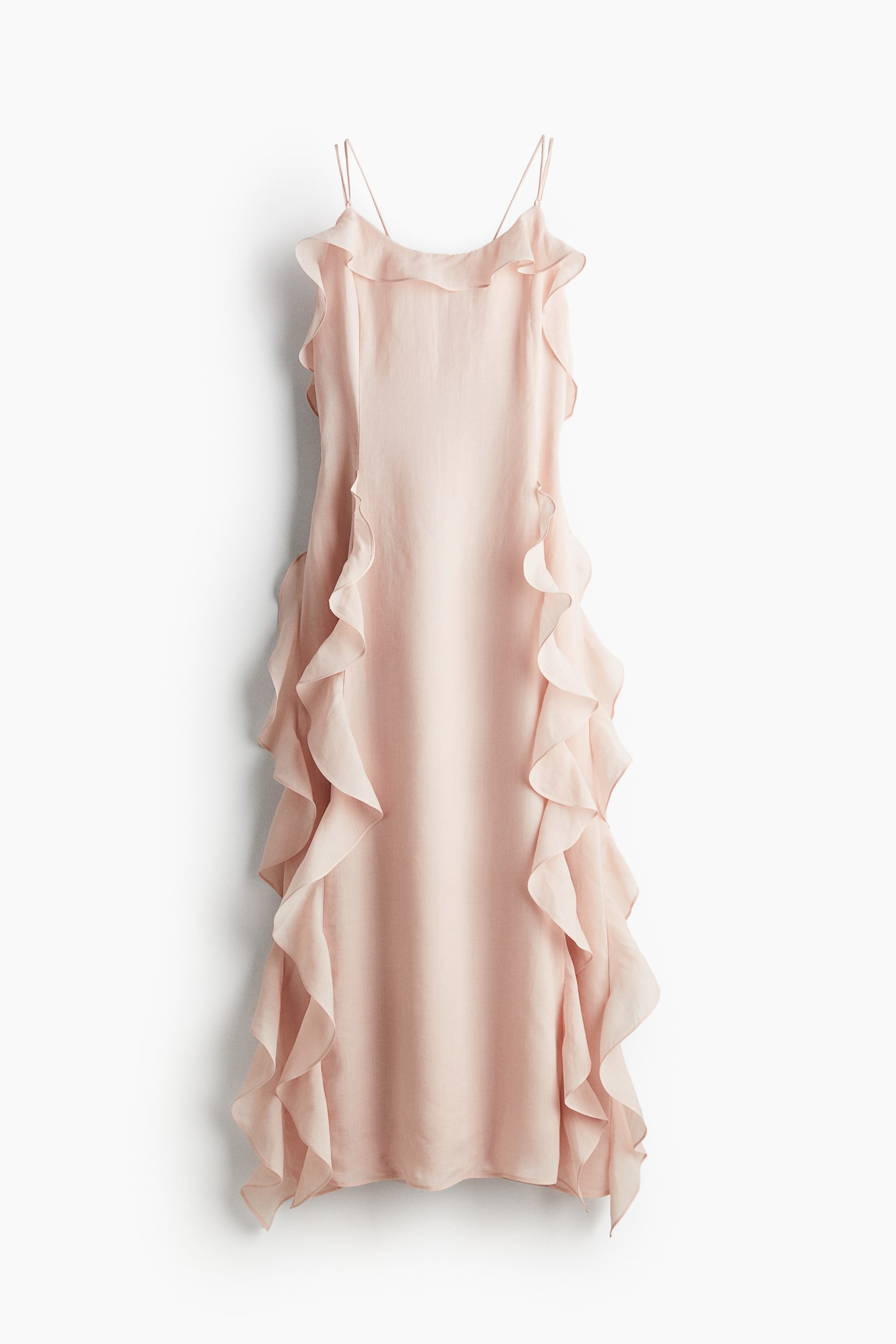 Flounce Trim Strappy Dress - Powder pink/White/Floral - 2