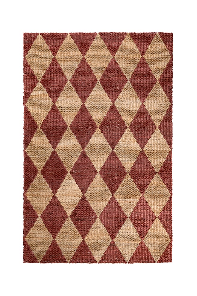 Effie Diamond Grof Jute Vloerkleed - Terracotta/Licht Beige/Donker Bruin - 1