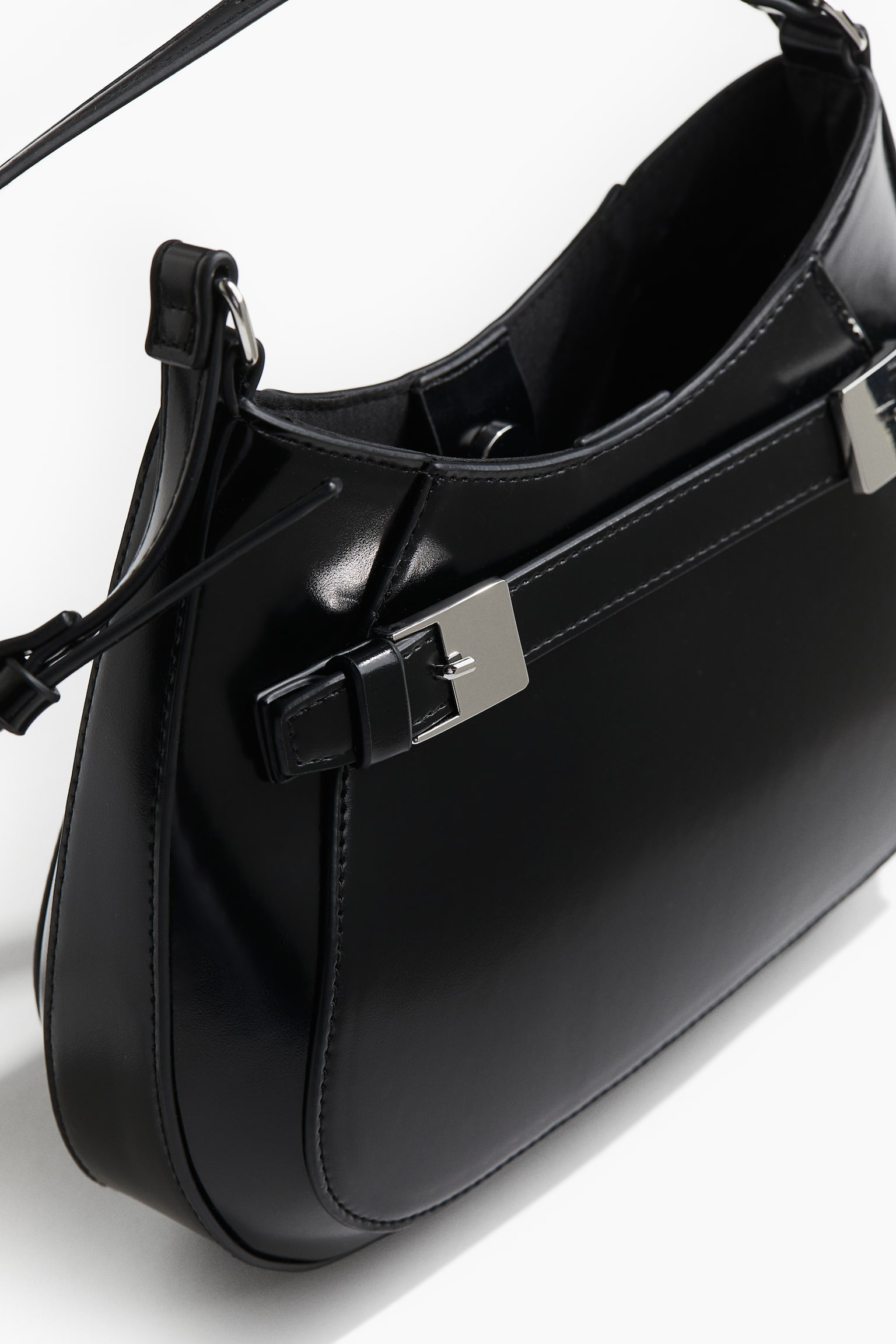 Strap-detail shoulder bag - Black/White - 4