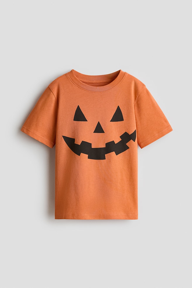 Printed T-Shirt - Orange/pumpkin/Light dusty green/skulls/Black/skeleton/Dark brown/dinosaurs/Dark green/dog/Gray melange/striped/Navy blue/Sports League - 1