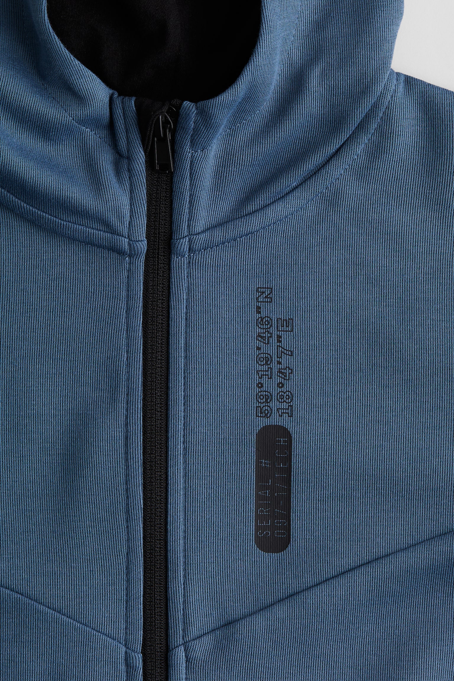 Heavy jersey zip-through hoodie - Blue/Black/Light grey marl - 3