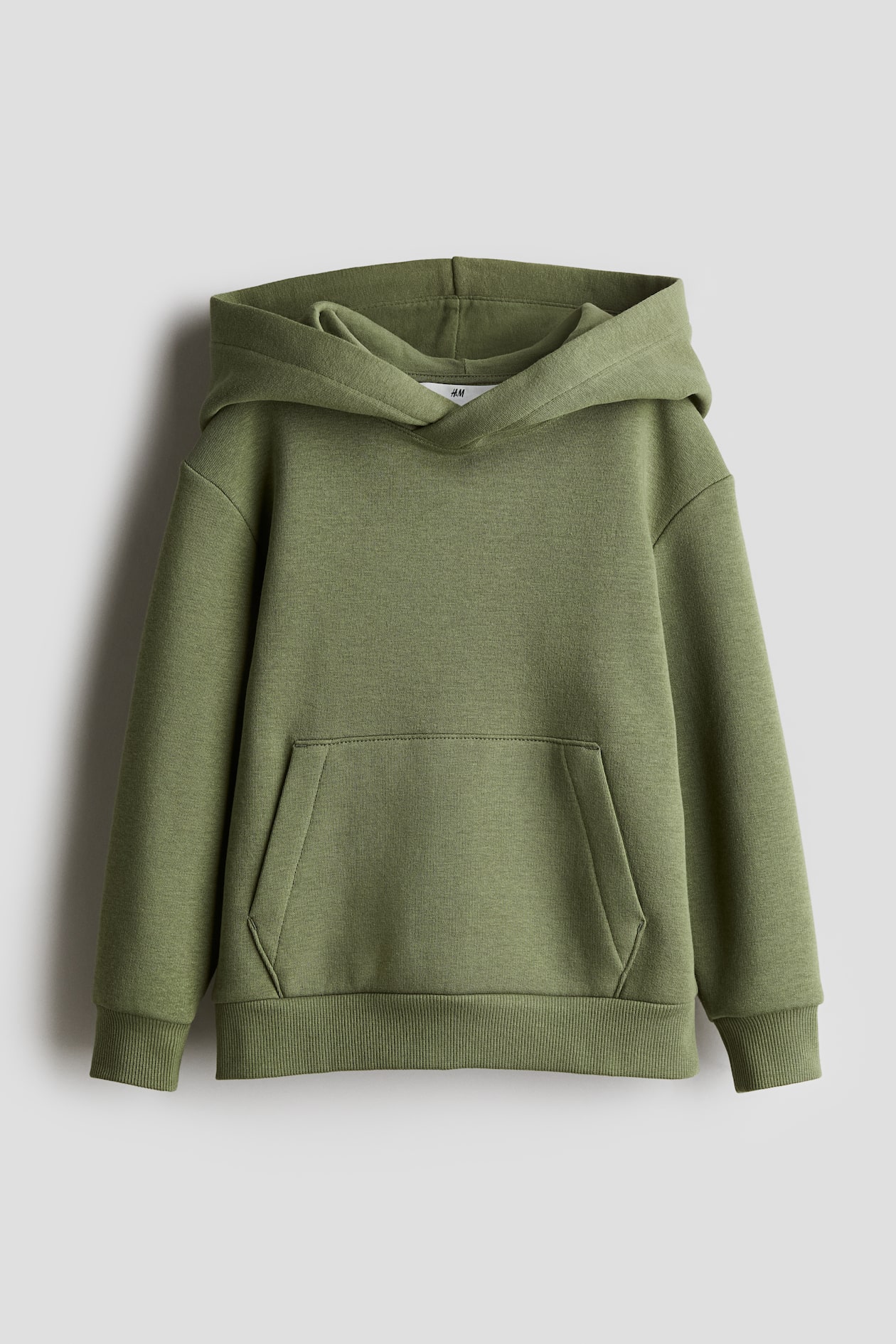 H&m Boys Khaki Hoodie Brushed-inside Hoodie Khaki Green Kids