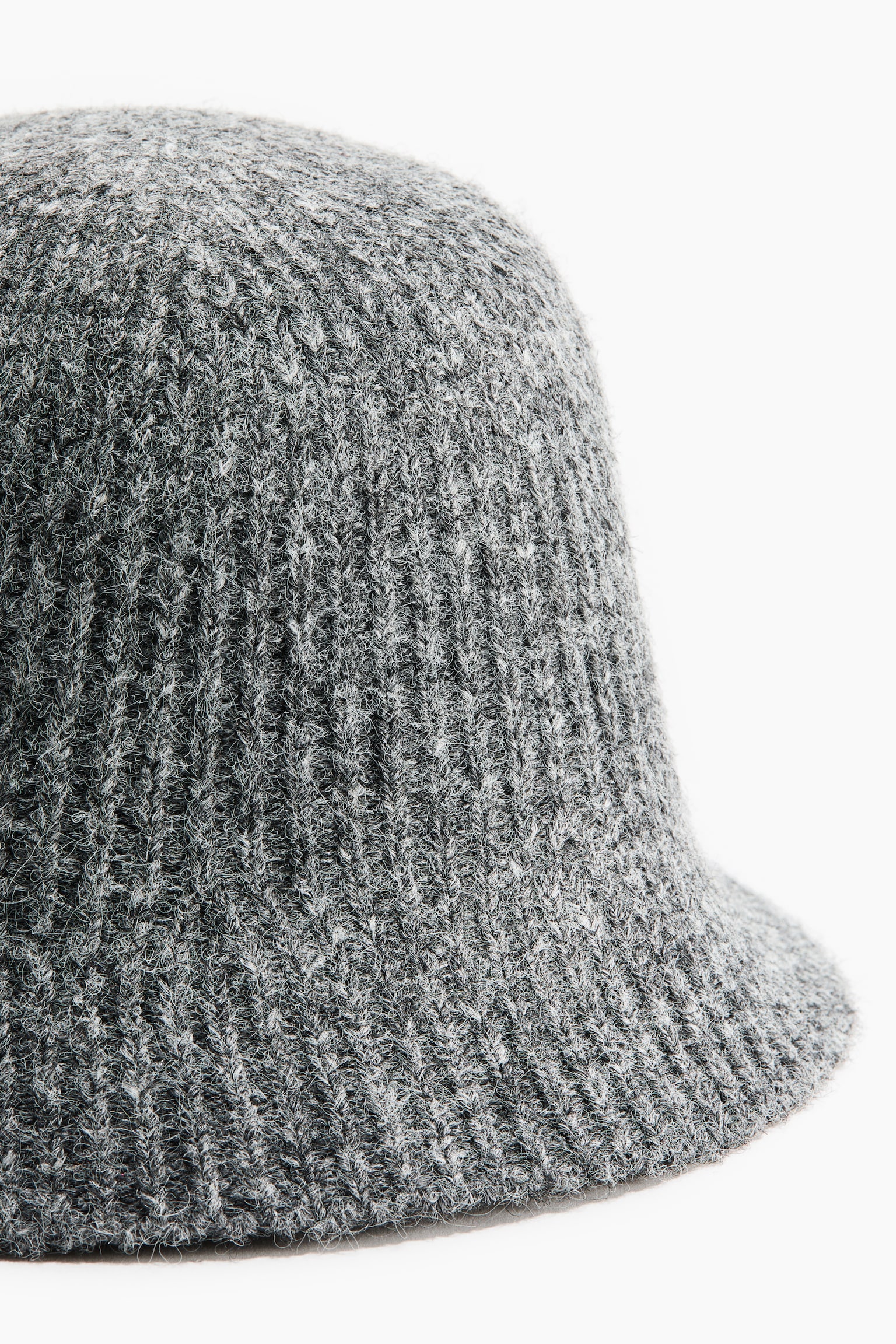 Женская панама H&M Rib-Knit Bucket Hat, цвет: Серый меланжевый — фото 2
