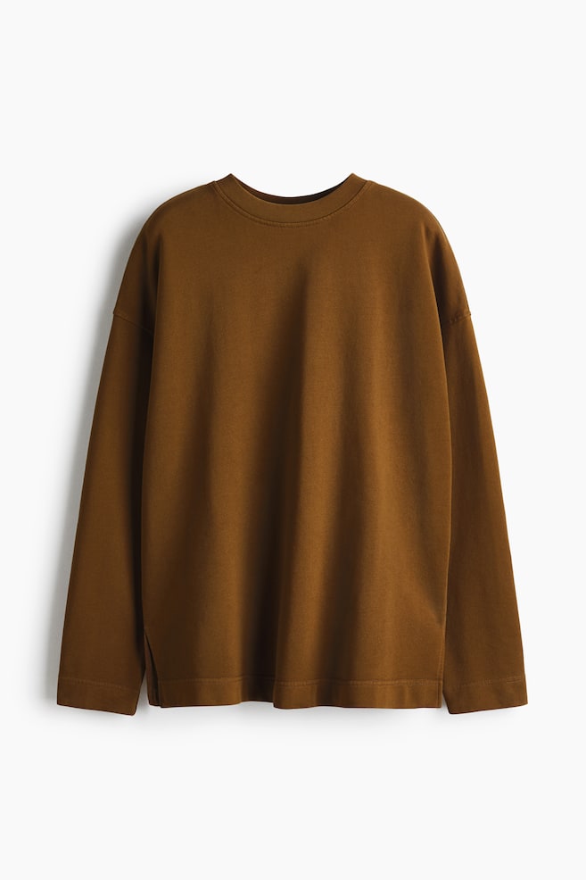 Sweatshirt im Washed-Look - Braun/Dunkles Weinrot - 1