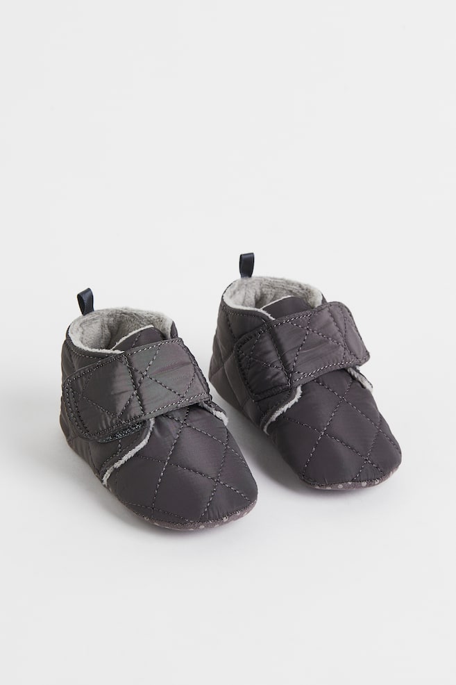 Quilted slippers - Dark grey - 1