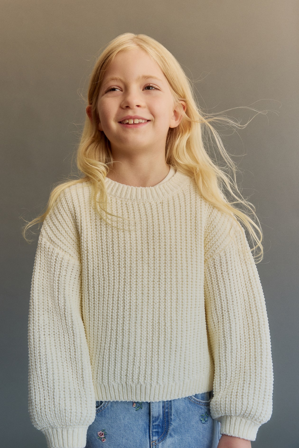 Chenille-Knit Sweater Cream Kids H&M PH