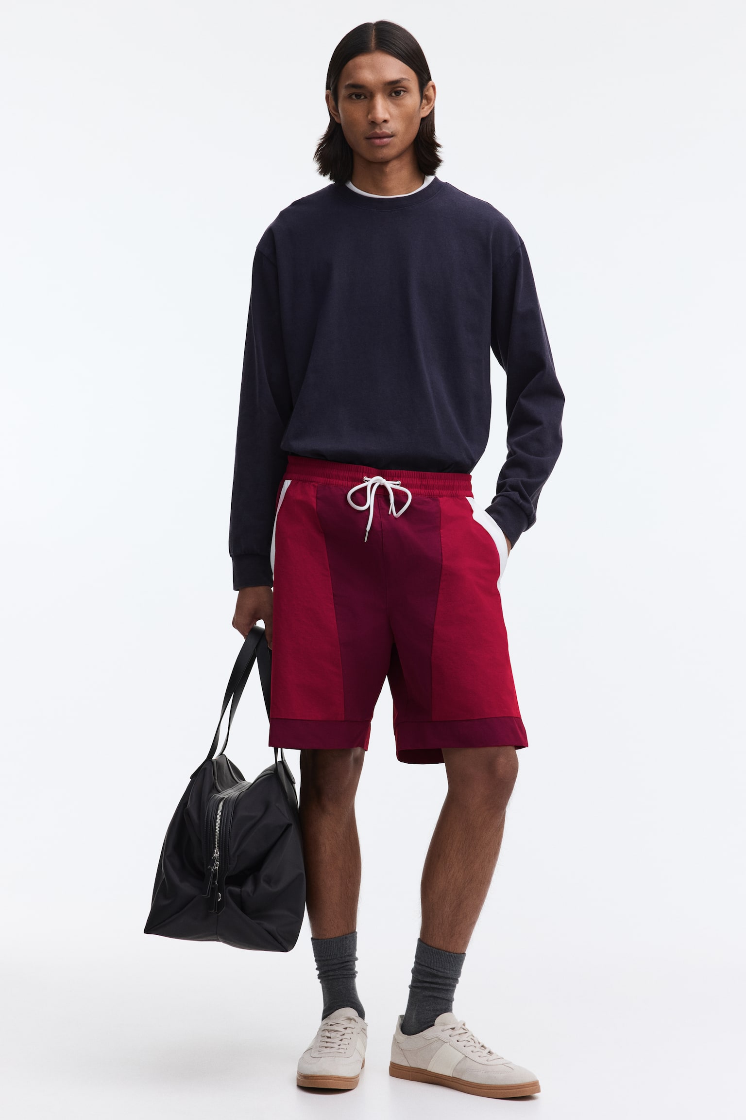 Αθλητικό σορτς Loose Fit - Μπορντό/colour blocking/Σκούρο μπλε/colour blocking - 3