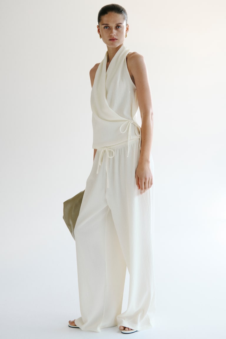 Textured drawstring trousers