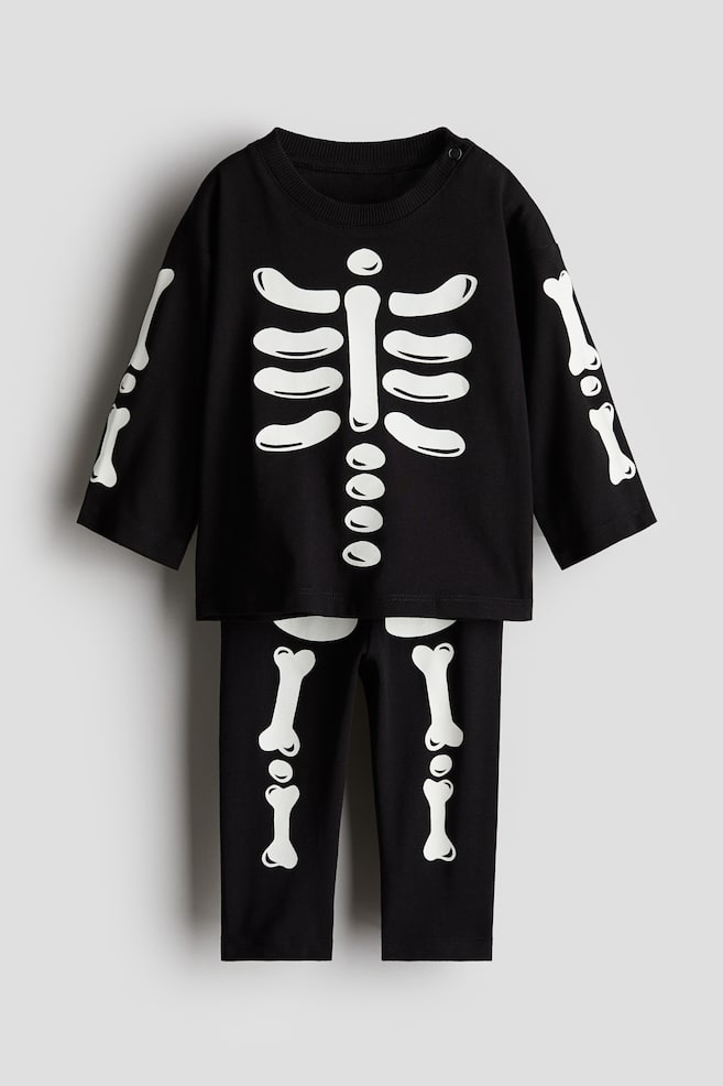 2-piece Print Design Set - Black/Skeleton - 1