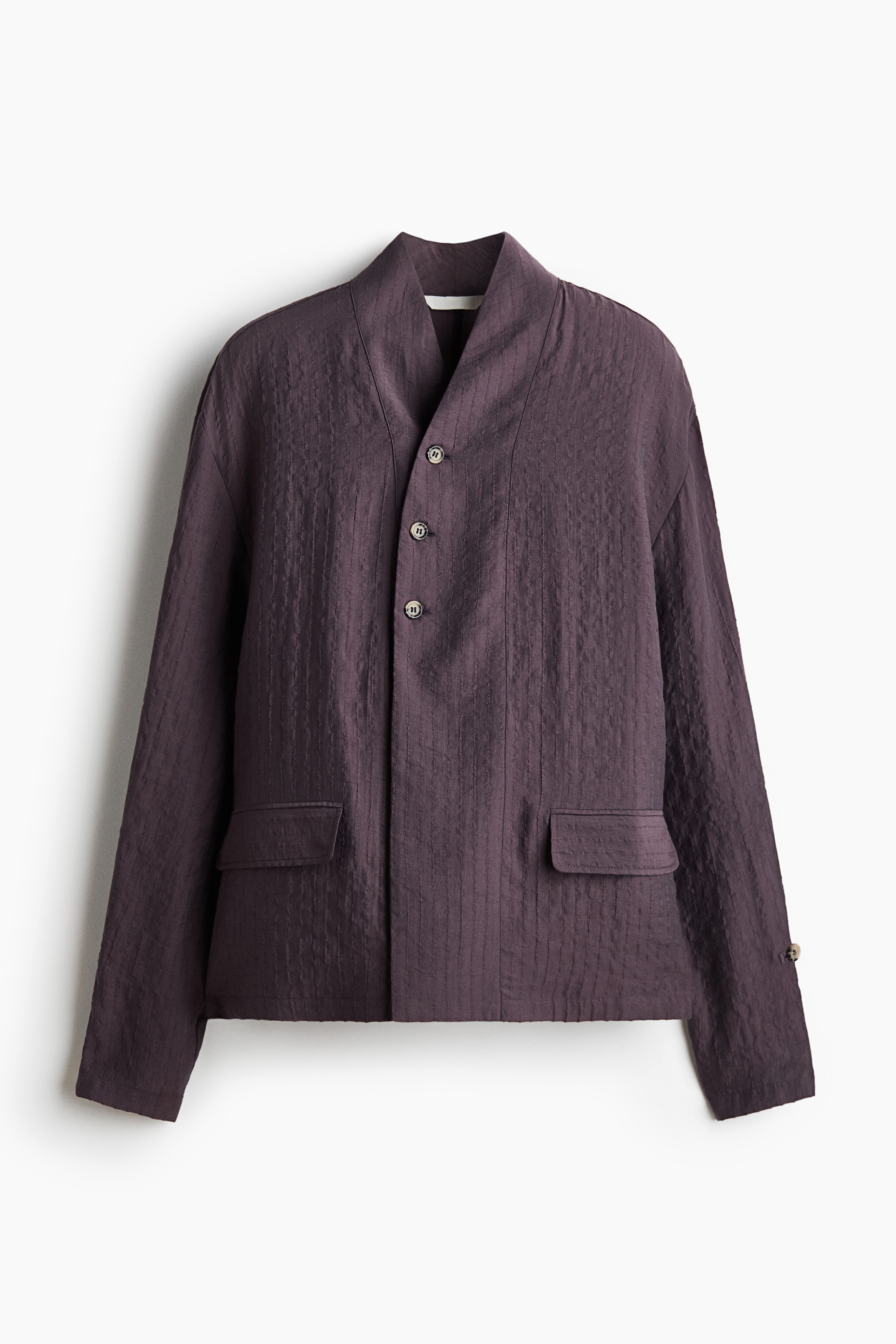 Textured-weave button-detail shirt - Dark purple/Burgundy