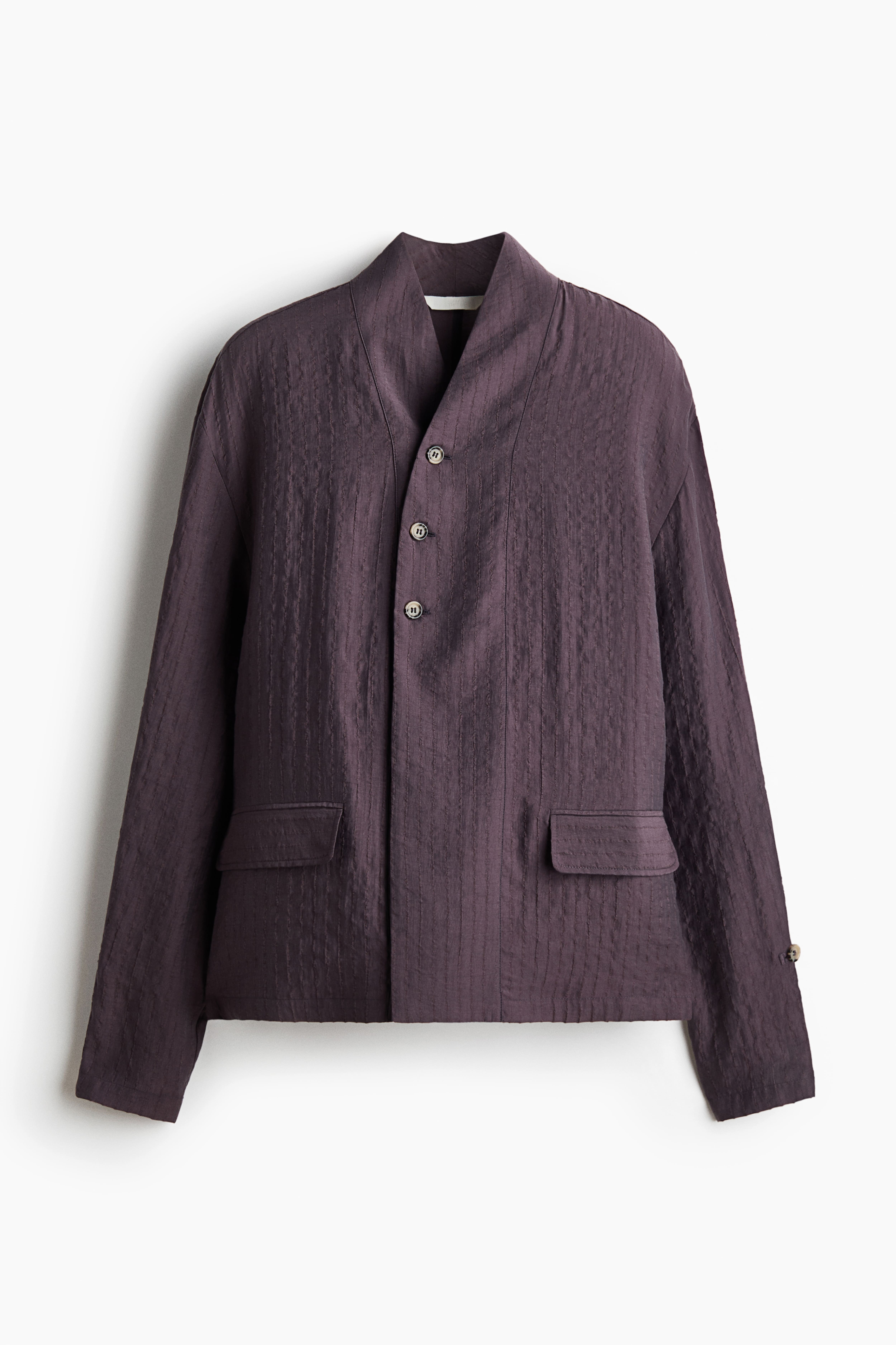 Textured-Weave Button-Detail Shirt