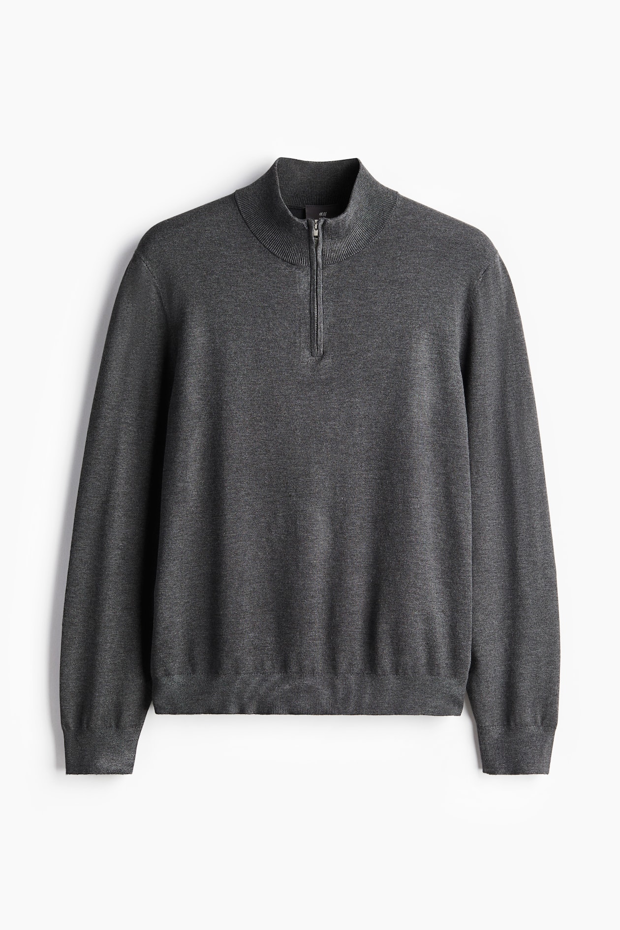 Slim Fit Zip-top fine-knit jumper Dark grey marl Men H&M IN