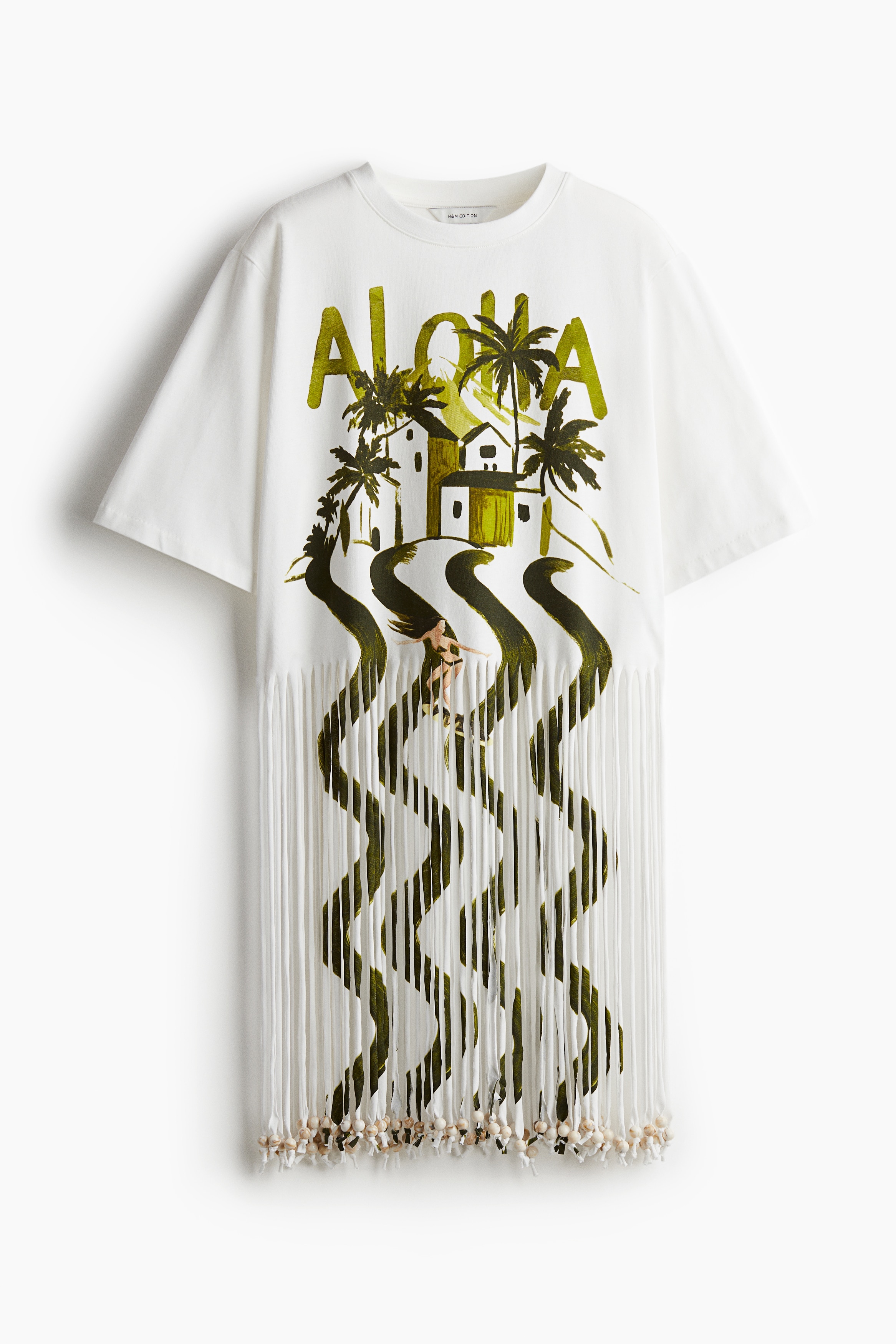 Robe T-shirt frangée - Blanc/Aloha