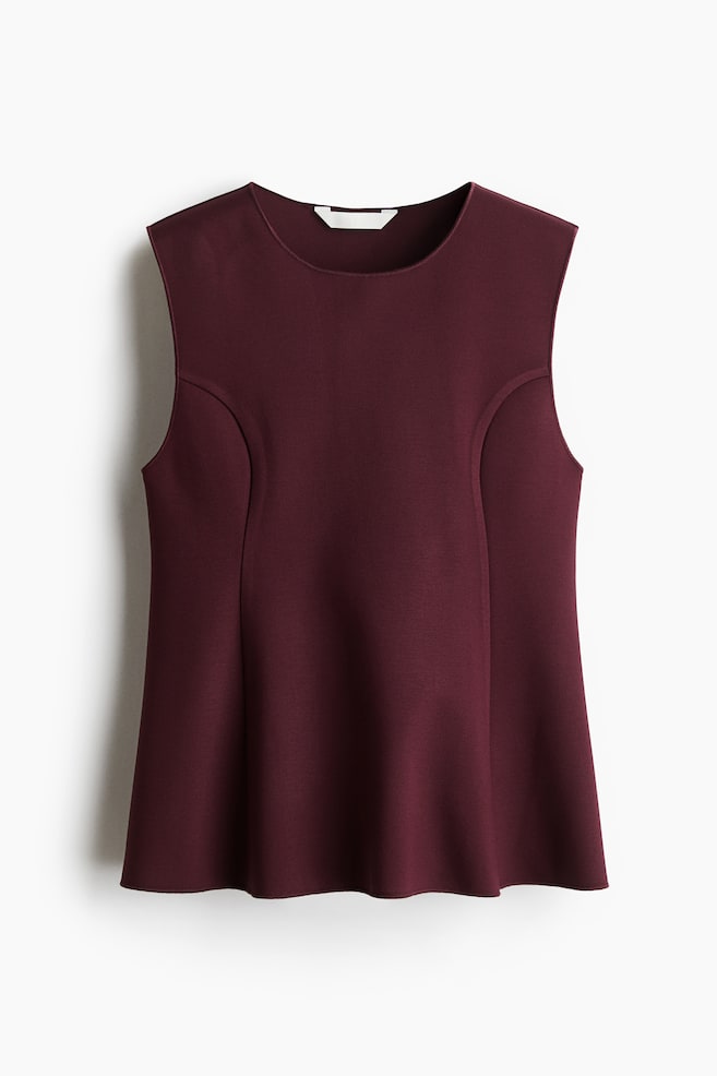 Interlock-Tanktop mit Peplum - Weinrot - 1