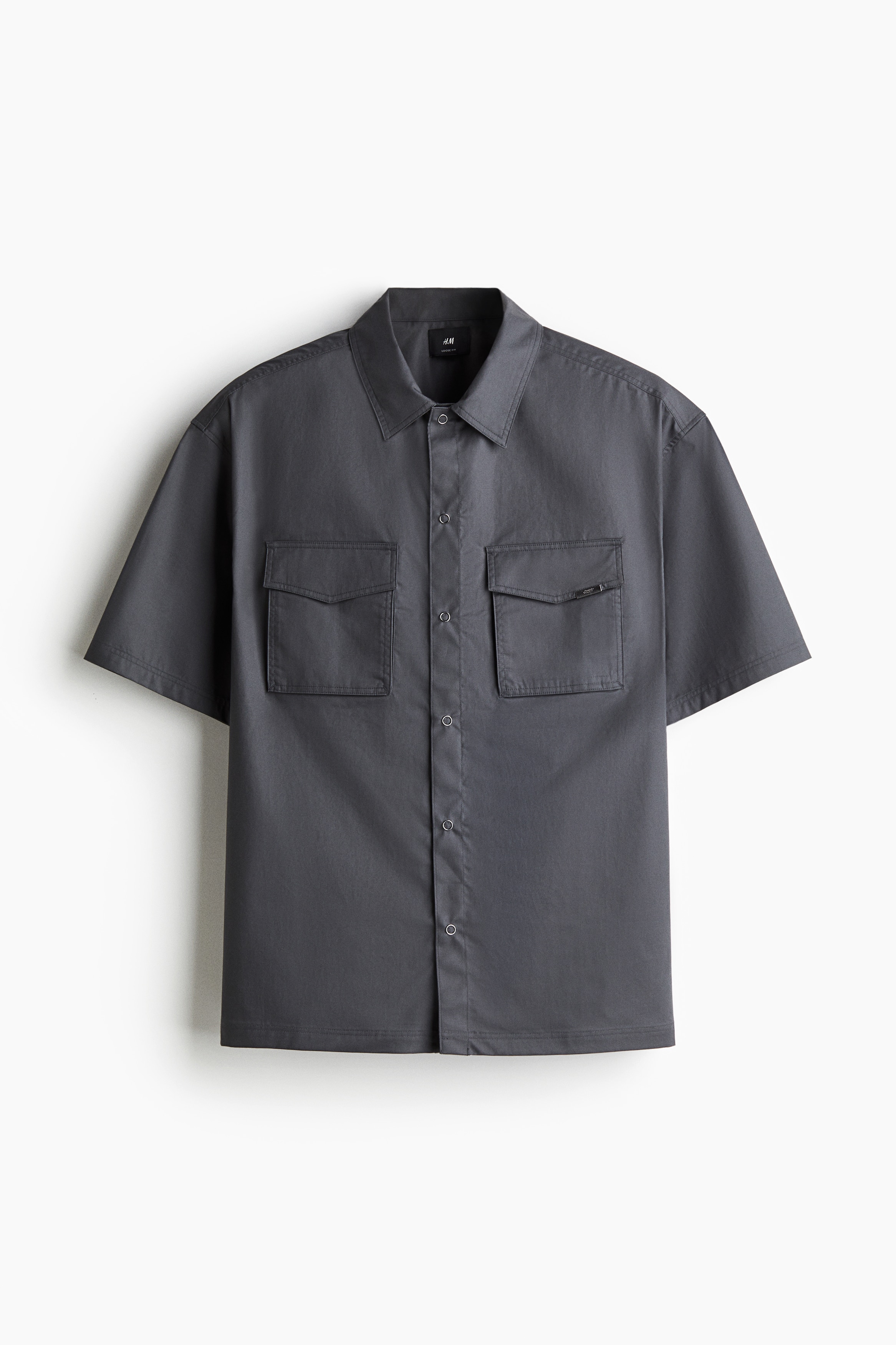 Camisa cargo de manga corta Loose Fit - Gris/Verde