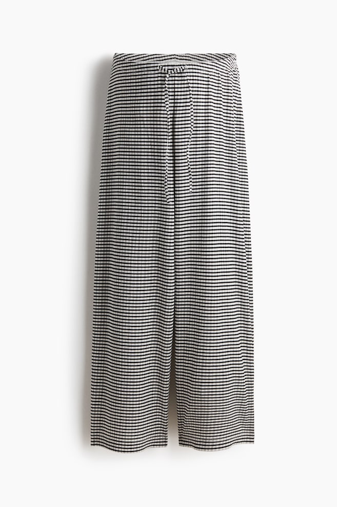 MAMA Textured Drawstring Pants - Black/checked/Light beige/striped - 1