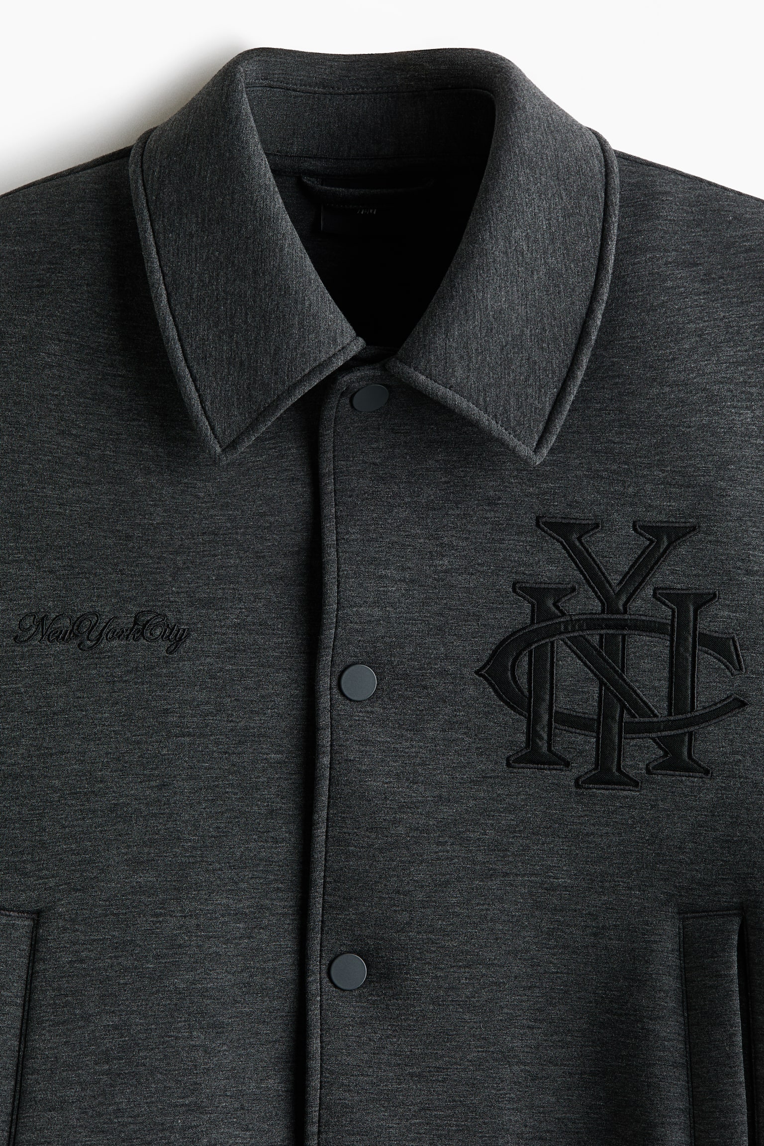 Мужская куртка H&M Scuba Baseball, цвет: Тёмный серый меланжевый — фото 7