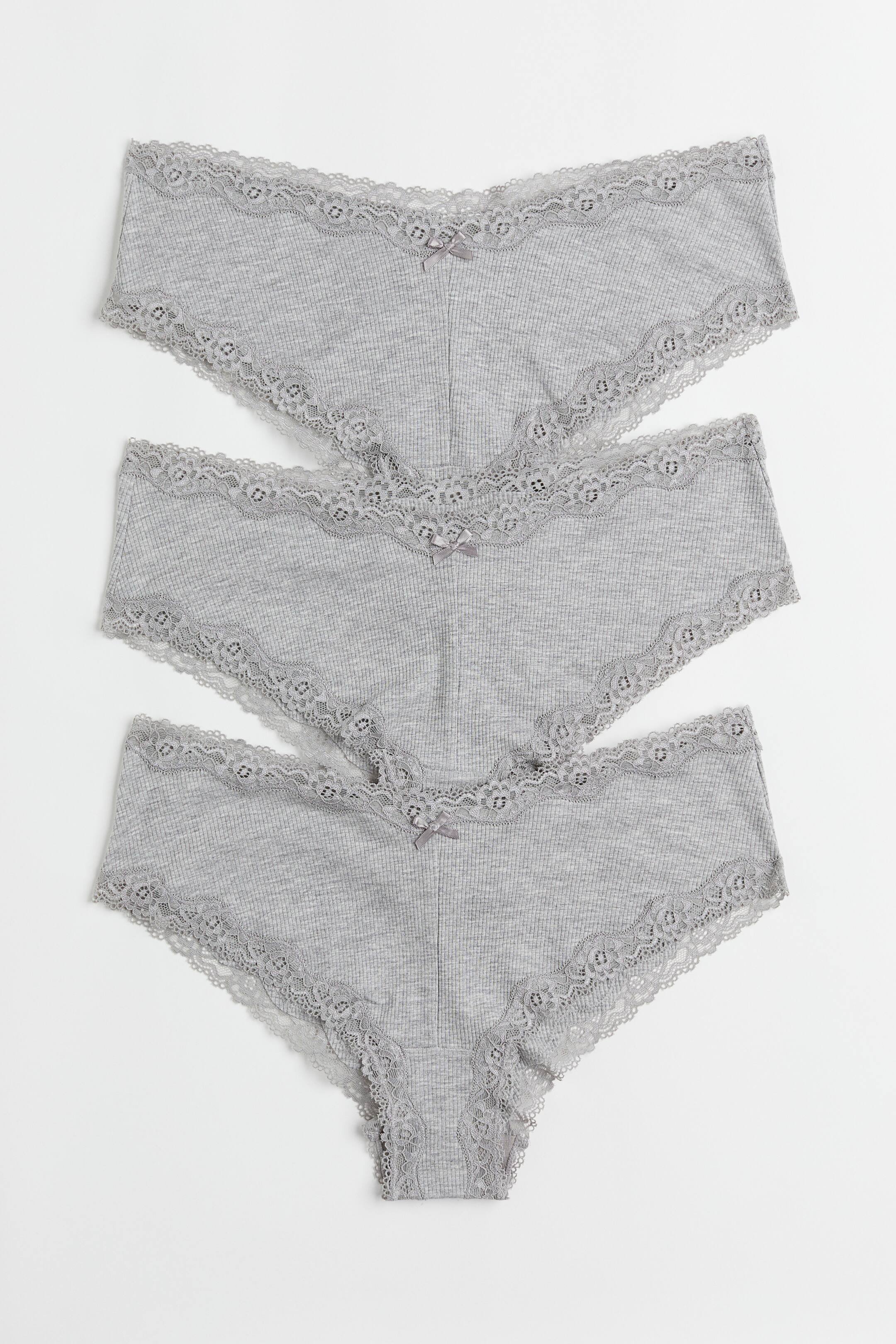 Xem ảnh lớn hơn: Bộ 3 quần lót hipster cotton - Màu xám nhạt đốm - Ladies | H&M VN 1