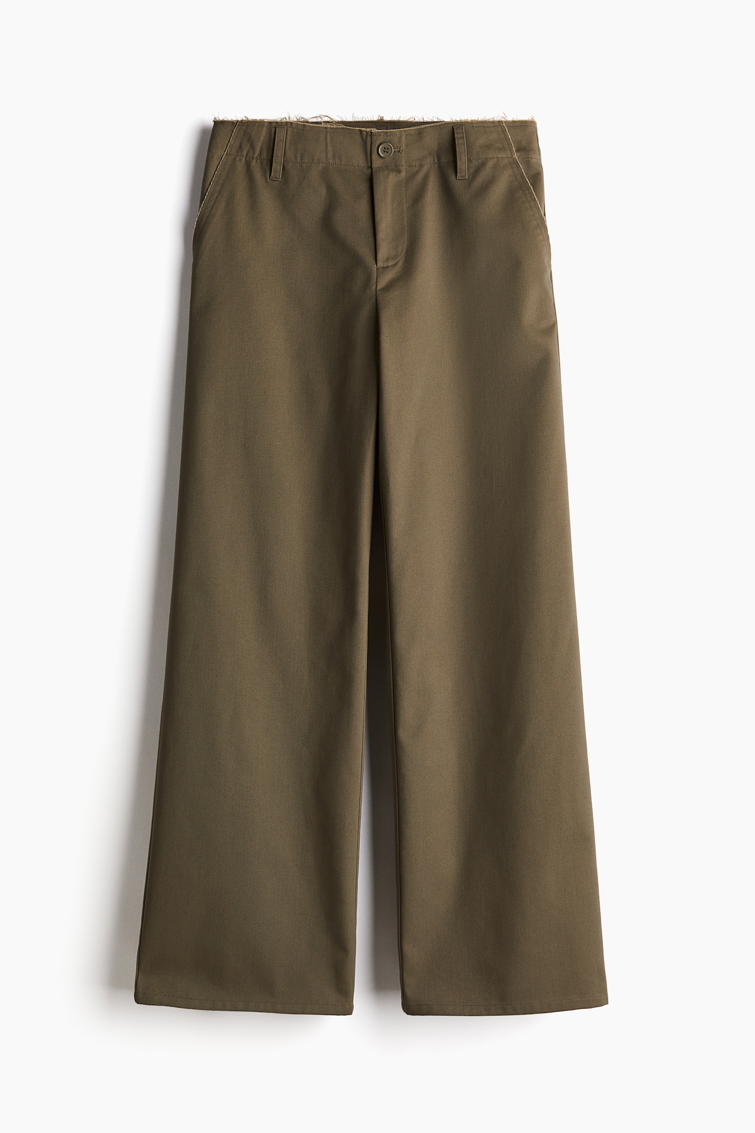 Raw-edge twill chinos - Dark khaki green/Black/Beige - 2