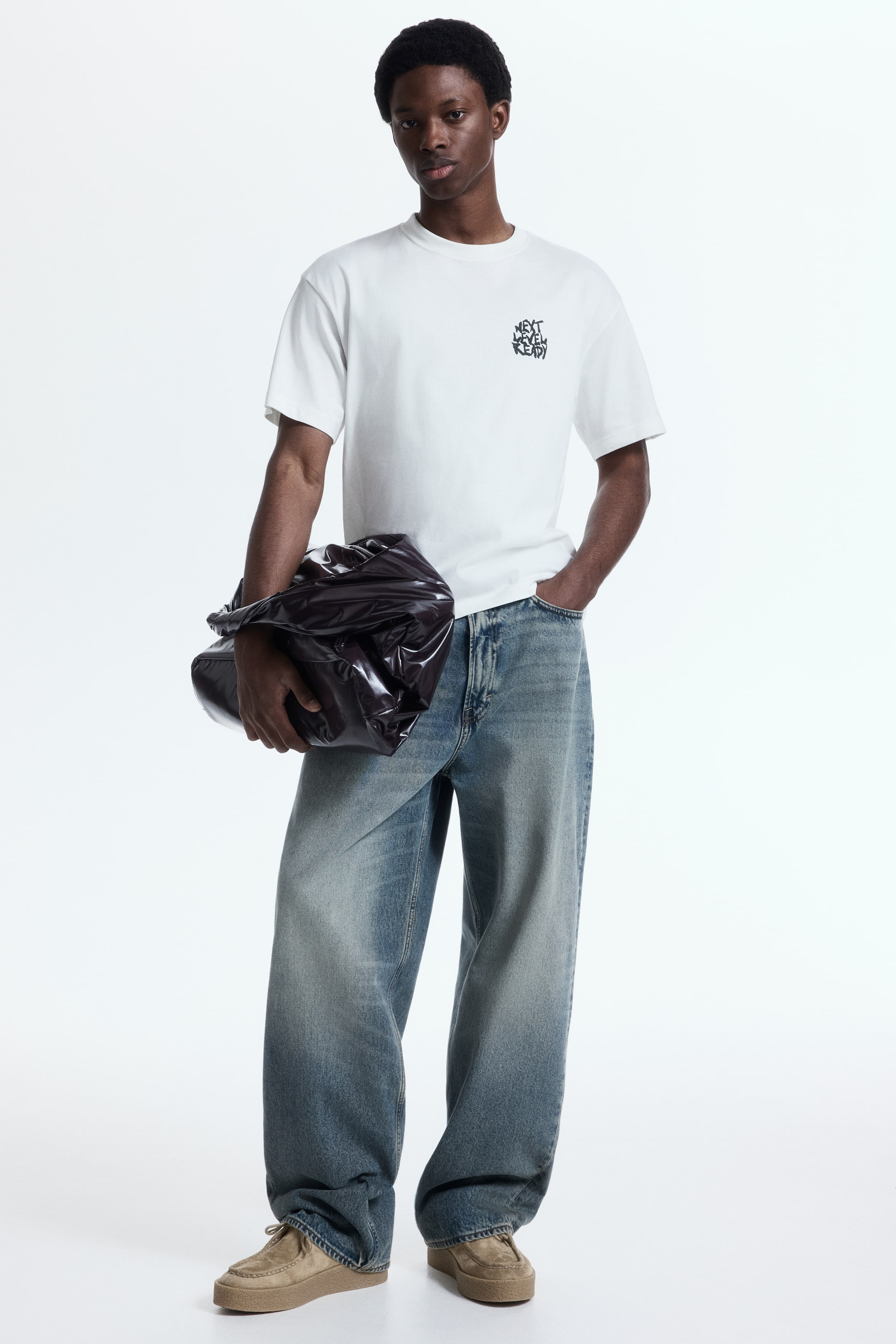 이미지 확대 보기: 루즈핏 프린트 티셔츠 - 화이트/Next level ready - Men | H&M KR 2