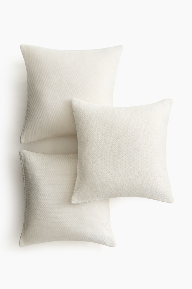 3-pack textured cushion covers - White - 1