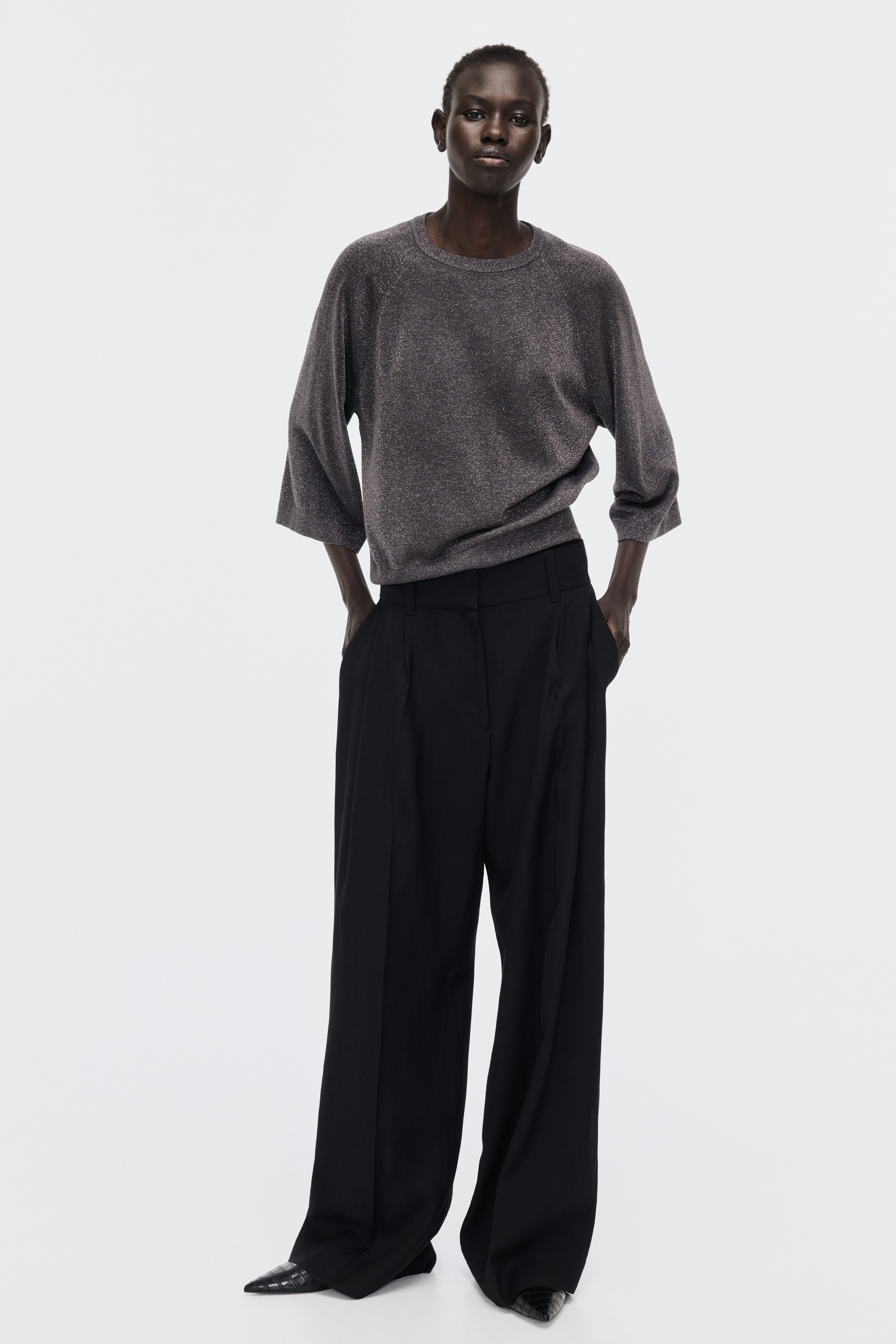 Fine-knit glittery top