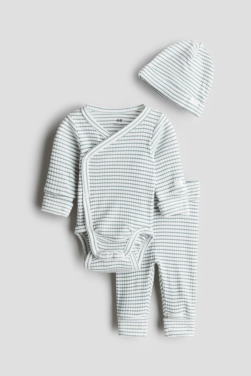 Turquoise/Striped 3-piece room-to-grow set for kids | H&M GB