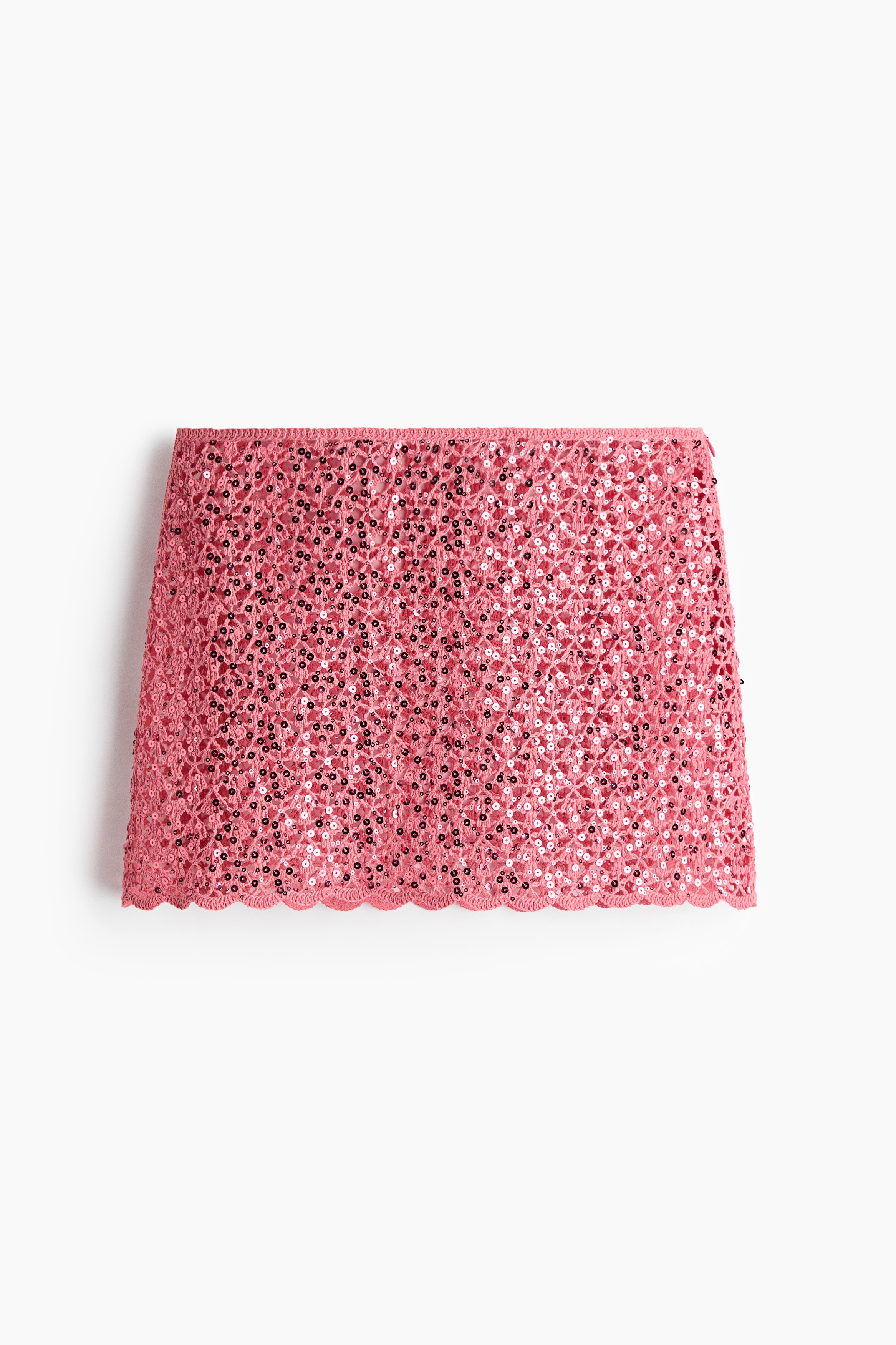 Sequined crochet-look beach skirt - Rose/Jaune/Turquoise clair
