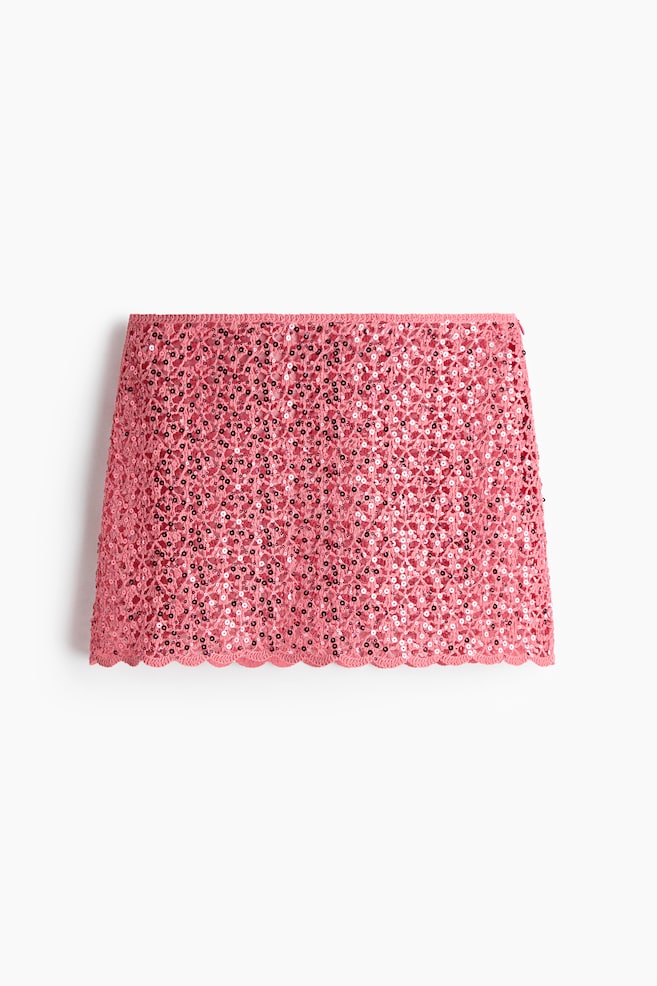 Paillettenbesetzter Strandrock im Häkellook - Rosa/Gelb/Helltürkis - 1