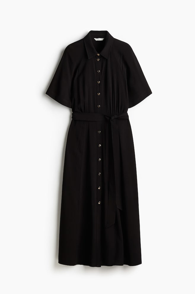 Tie-belt shirt dress - Black/Black/Dark brown/Floral/Bright blue/White patterned/Black/Floral/White/Blue patterned/Beige/Leopard print/Green/Patterned/Cream/Zebra print/White/Red floral/Navy blue/Black - 1