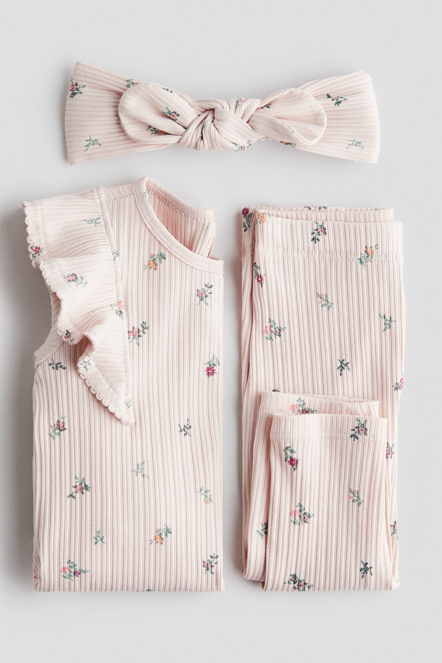 Детские комплекты H&M 3-Piece Printed Jersey Set, цвет: Розовый / С принтом — фото 2