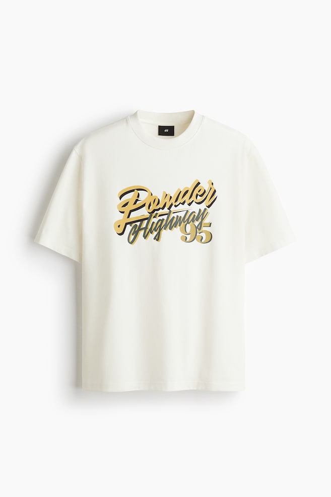 Printed cotton T-shirt - White/Powder highway/Beige/Powder highway/Dark green/Downhill - 1