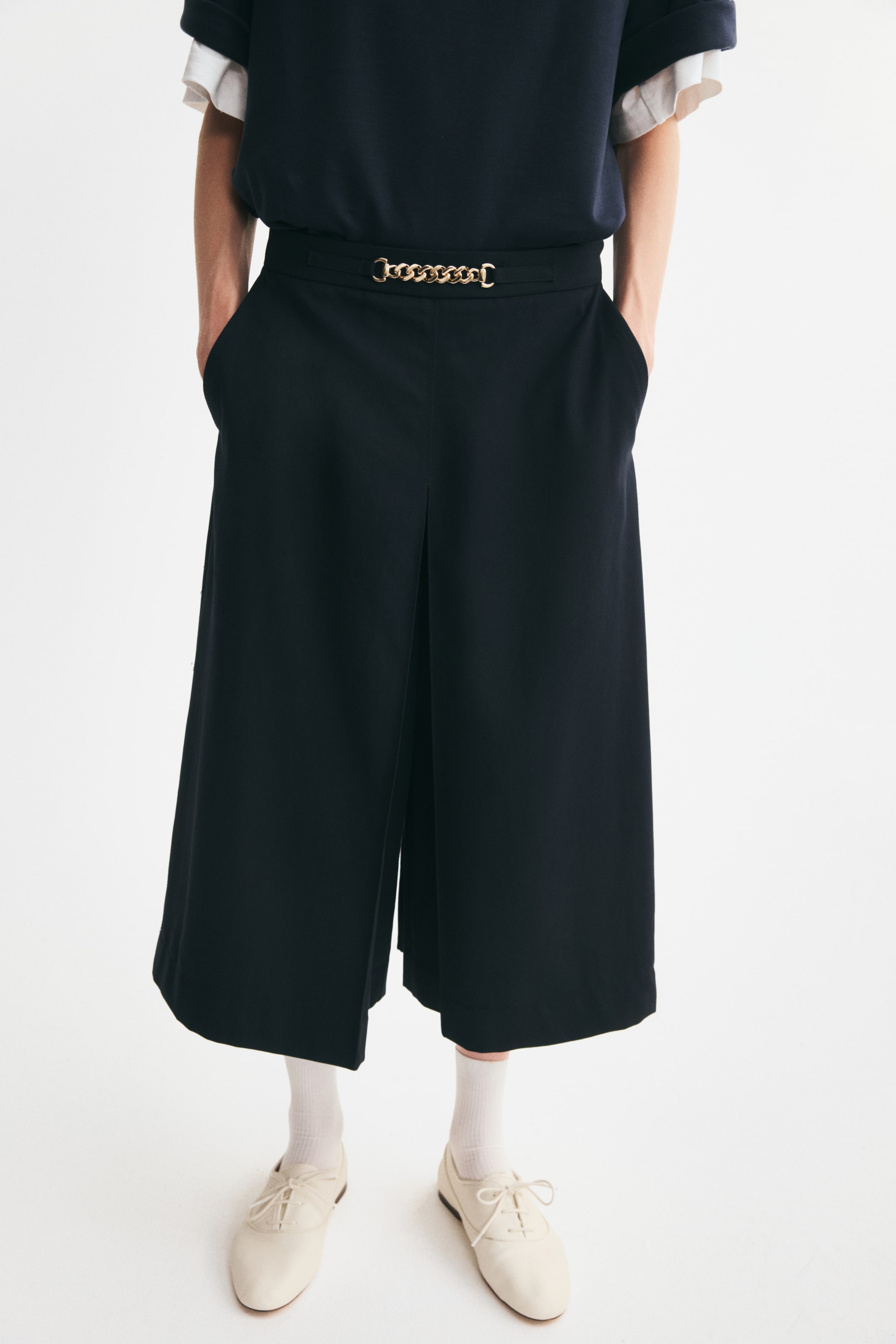 Pleat-Detail Culottes