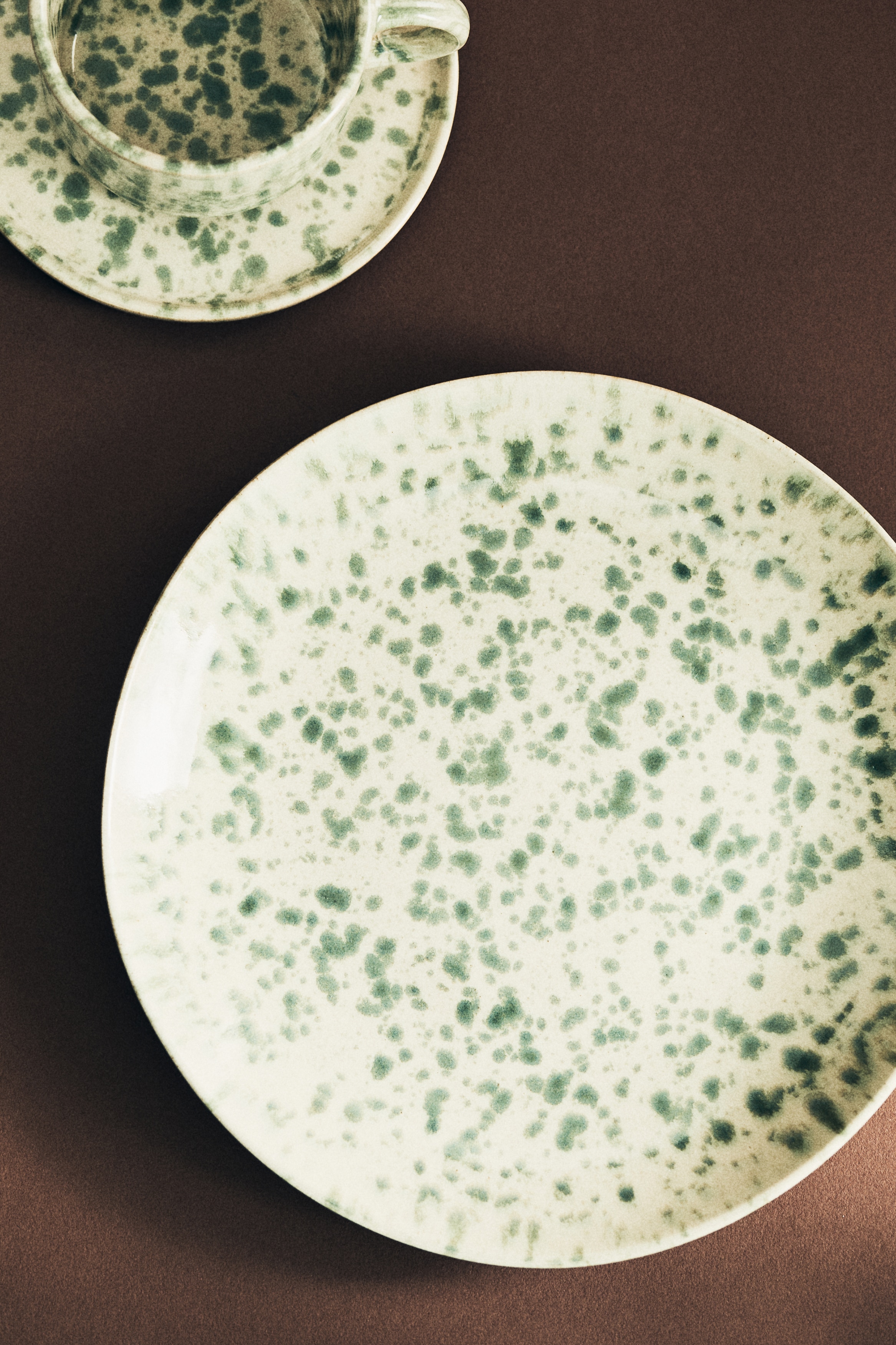 Farfurie pentru aperitiv din gresie ceramică - Verde/picățele/Roz-prăfuit/stropi