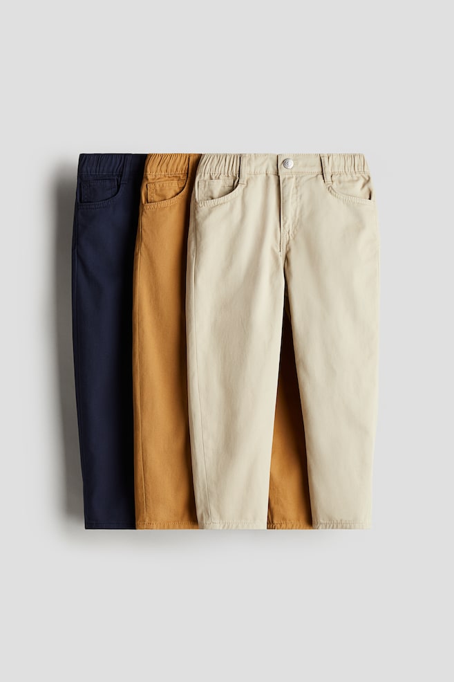 3er-Pack Twillhosen - Marineblau/Senfgelb/Beige - 1
