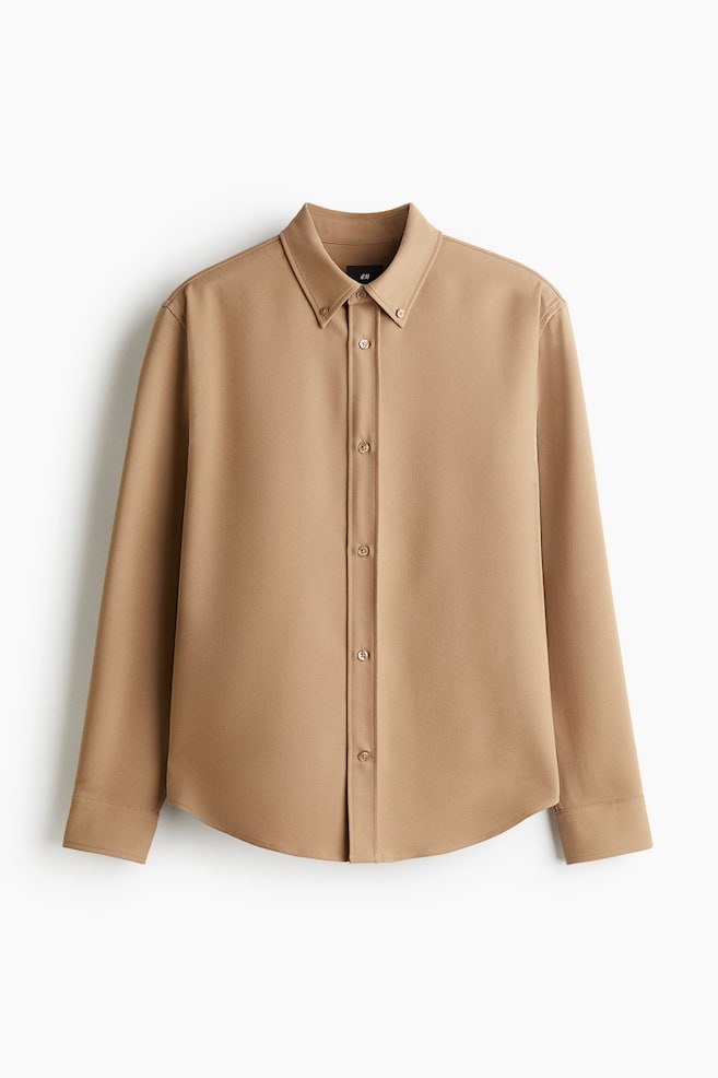 Camisa de sarga Relaxed Fit - Beige oscuro - 1