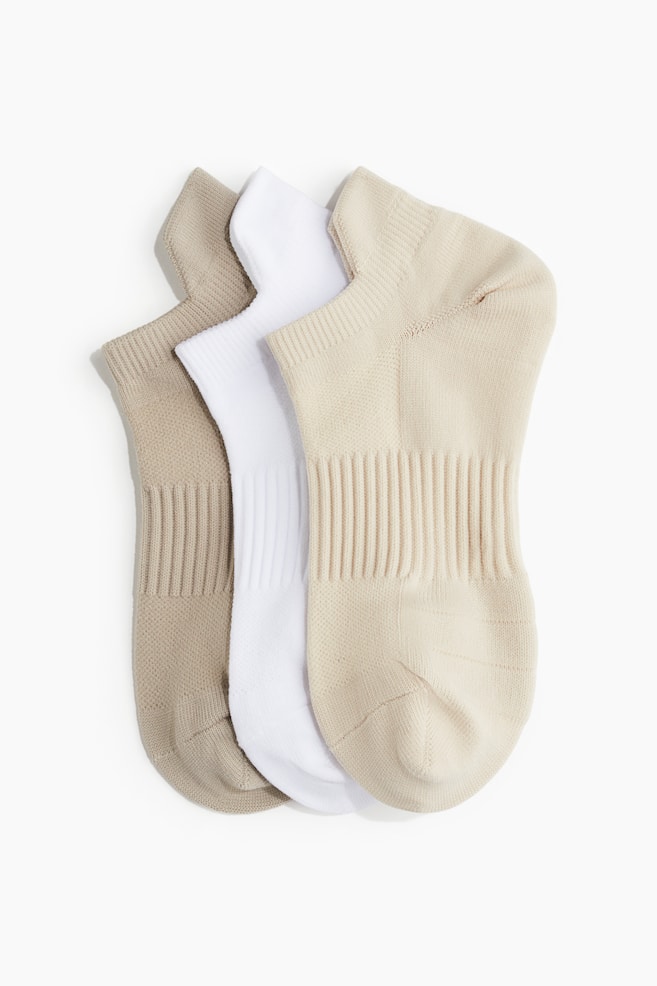 3-pack sports socks with DryMove™ - Light beige/White/Black/White - 1