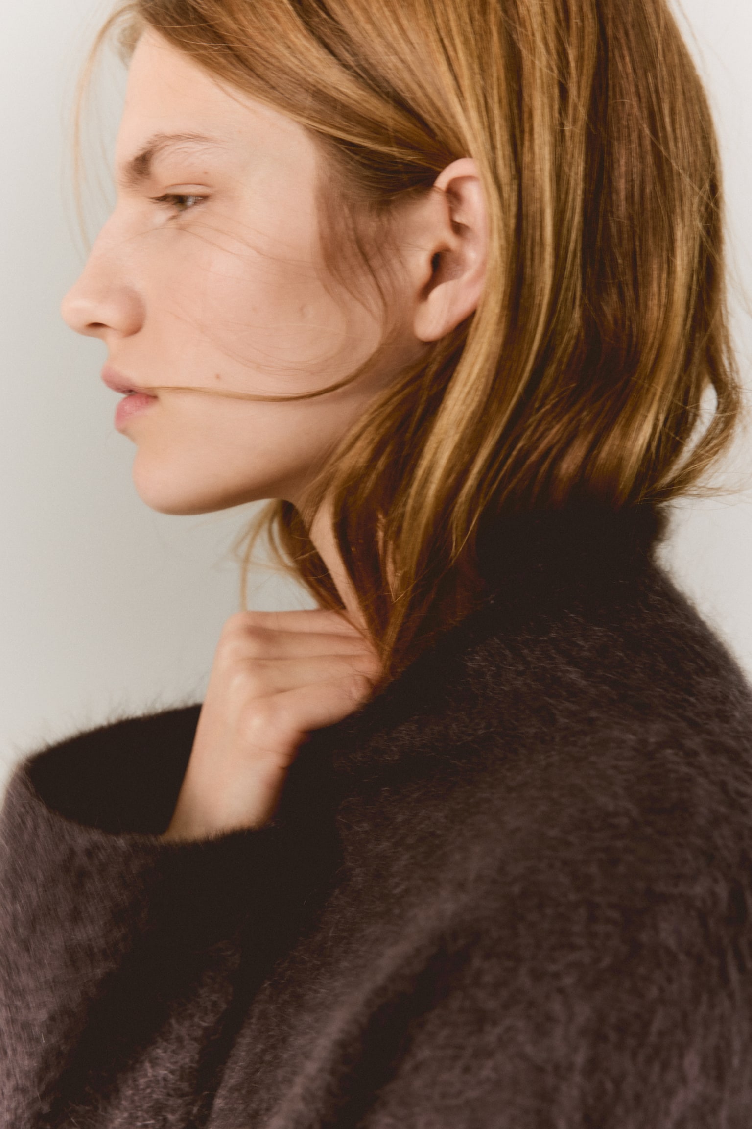 Lace-trimmed mohair-blend jumper - Dark brown/Grey marl - 3