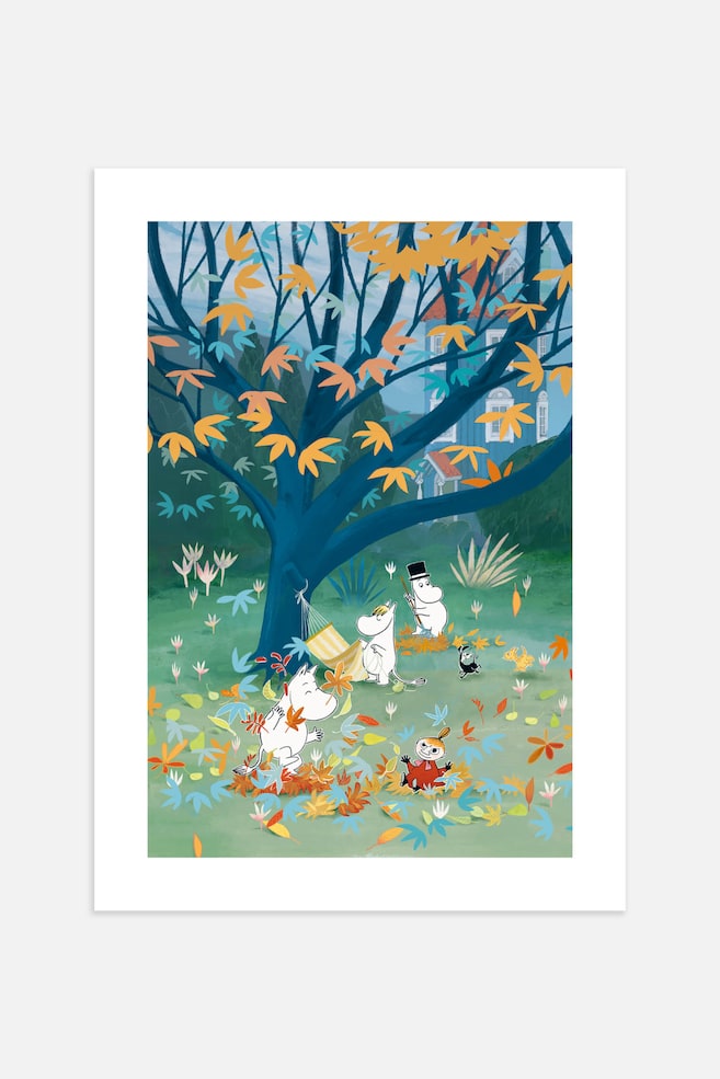 Moomin Family Autumn Garden Poster - Blue - 1