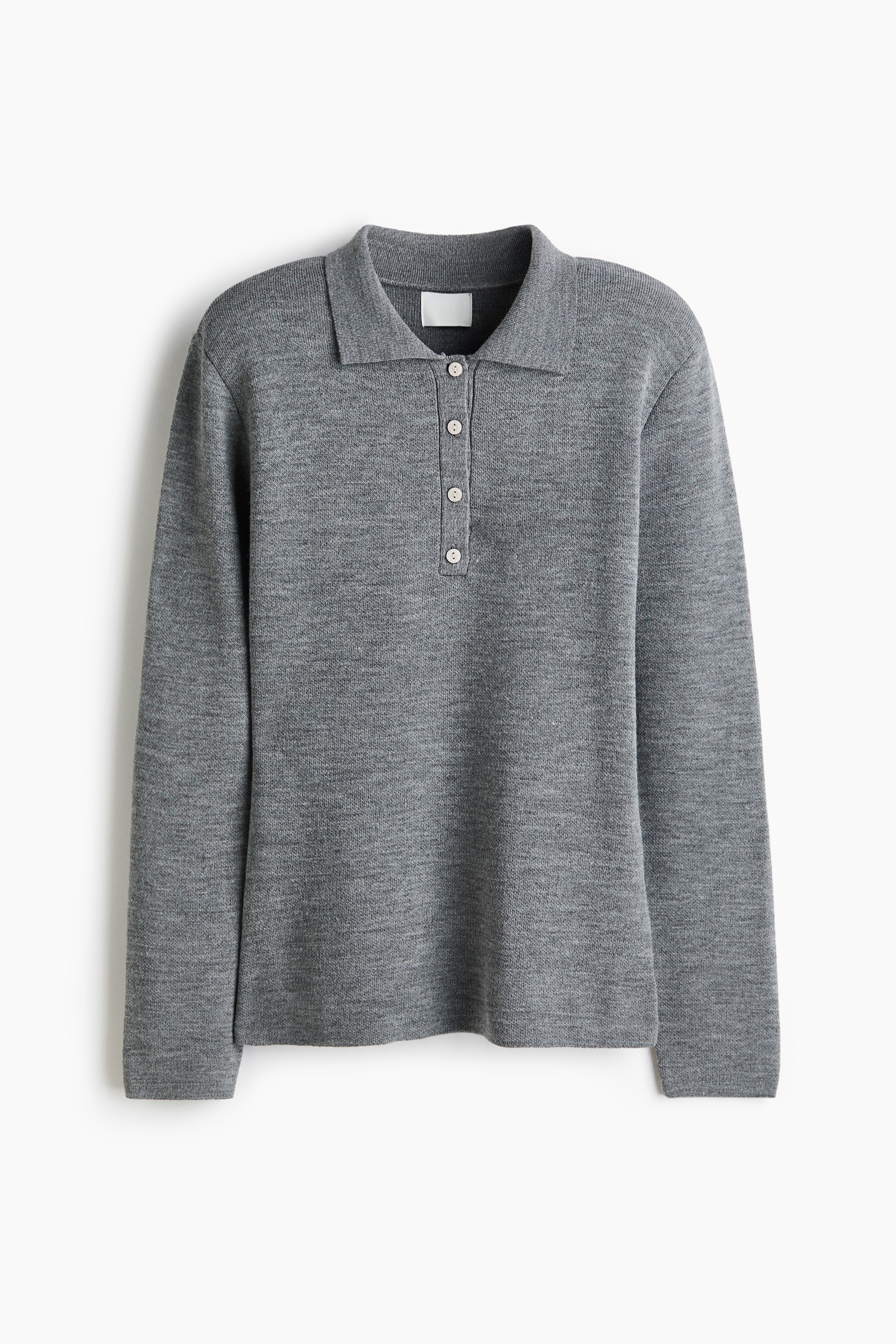 Shoulder-pad polo jumper - Grey marl