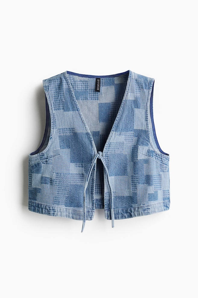 Patchwork-look denim gilet - Denim blue - 1